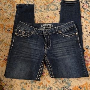 Dark straight leg large stitch